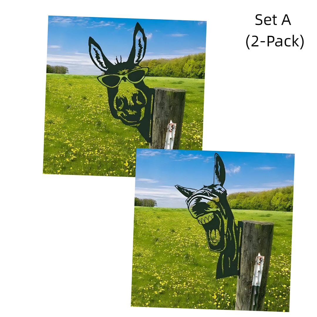 Funny Donkey Metal Yard Sign Set