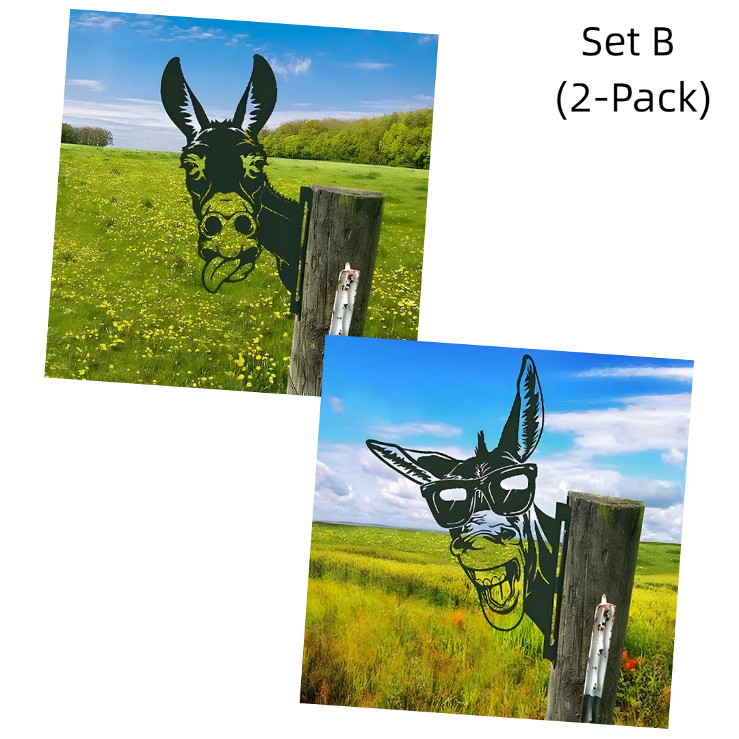 Funny Donkey Metal Yard Sign Set