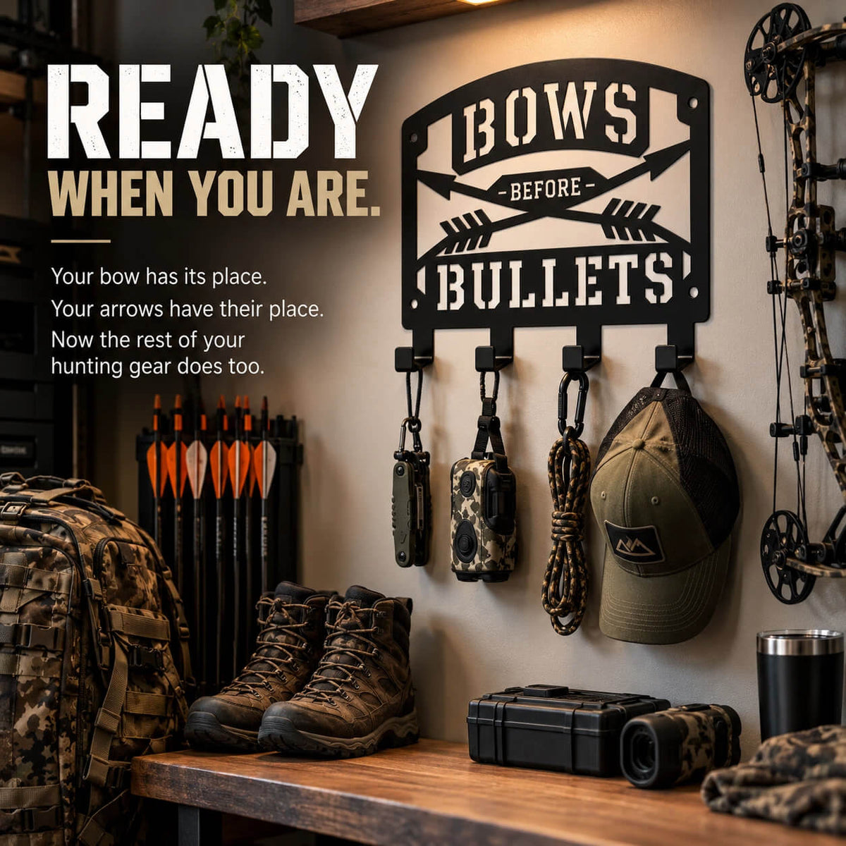 BOWS BEFORE BULLETS Bowhunting Gear Rack