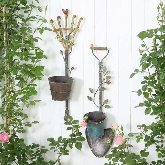 Rustic Metal Shovel Wall Planter
