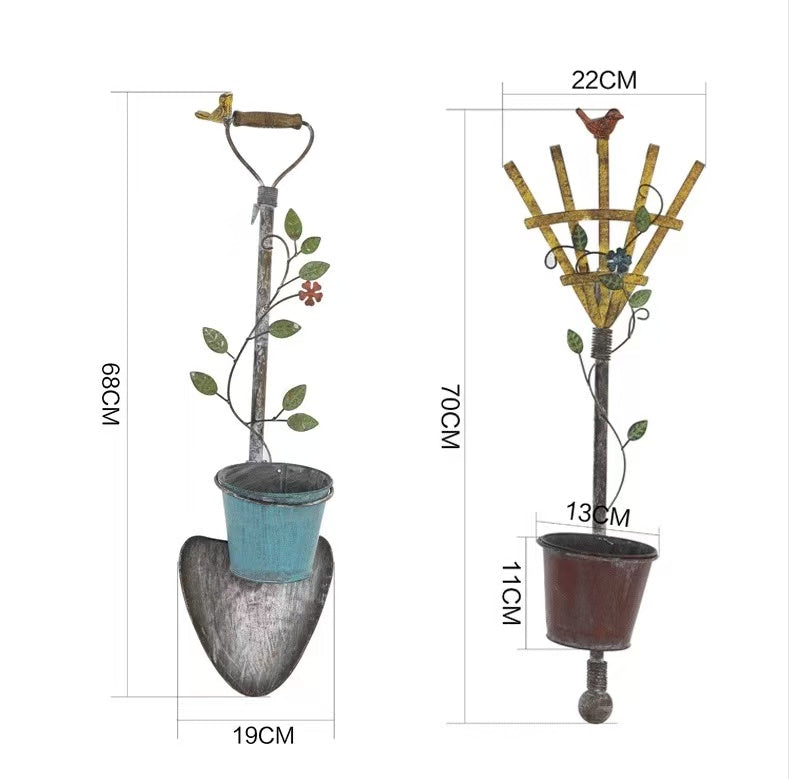 Rustic Metal Shovel Wall Planter