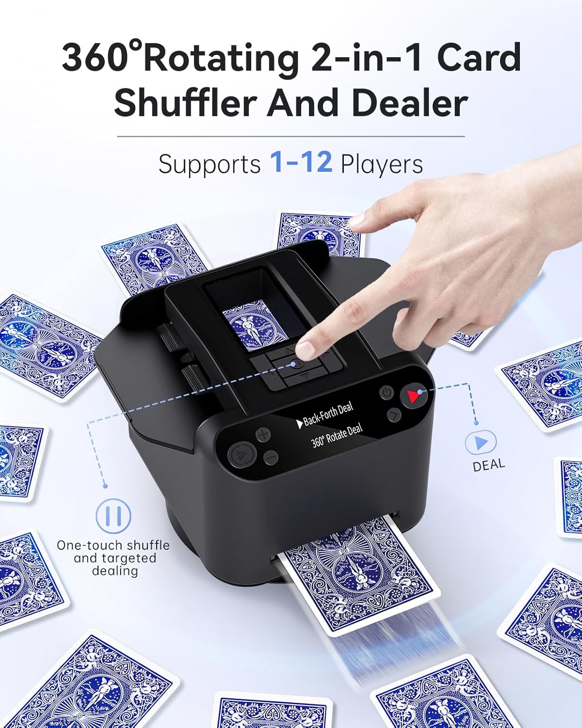 360° Rotating 2-in-1 Card Shuffler and Dealer