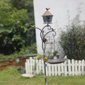 Handcrafted Vintage Iron Birdhouse Garden Stand