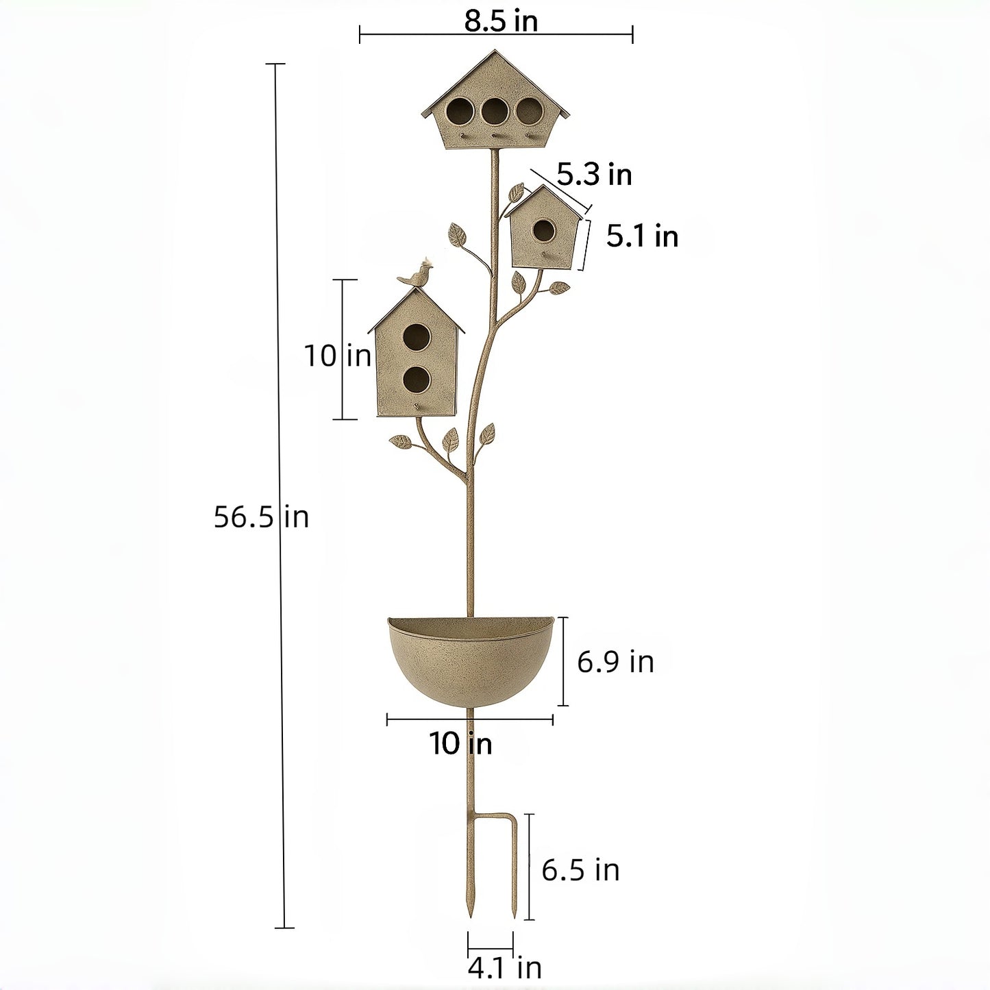 Vintage Multi-Birdhouse Garden Stake with Planter