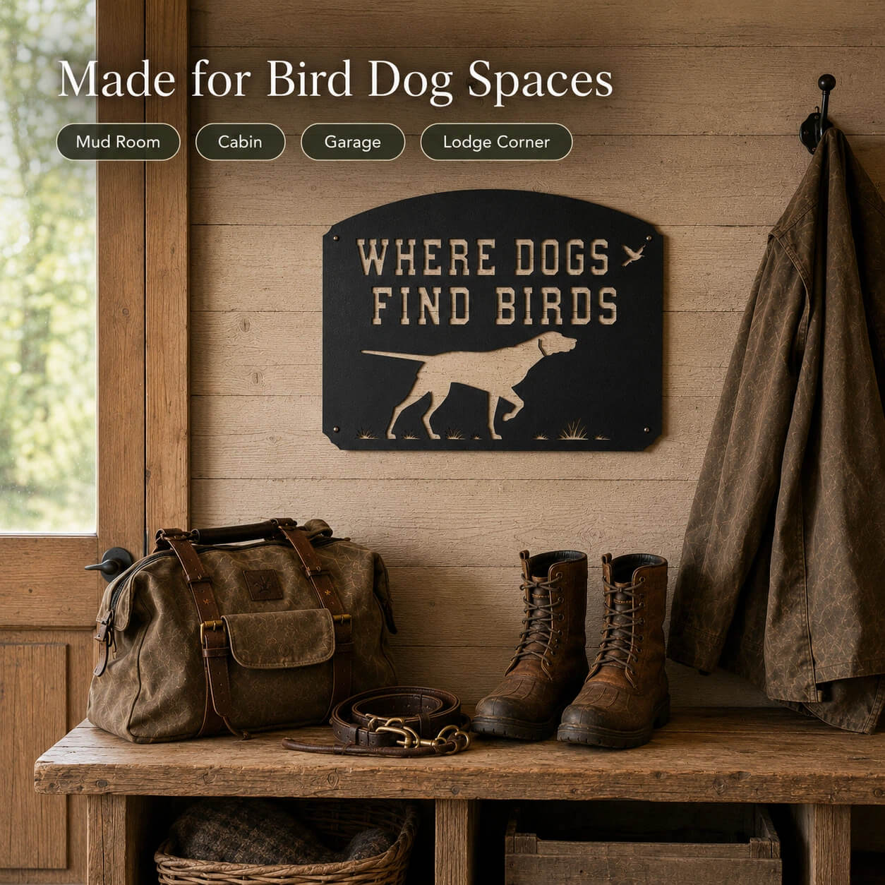 Where Dogs Find Birds Metal Sign