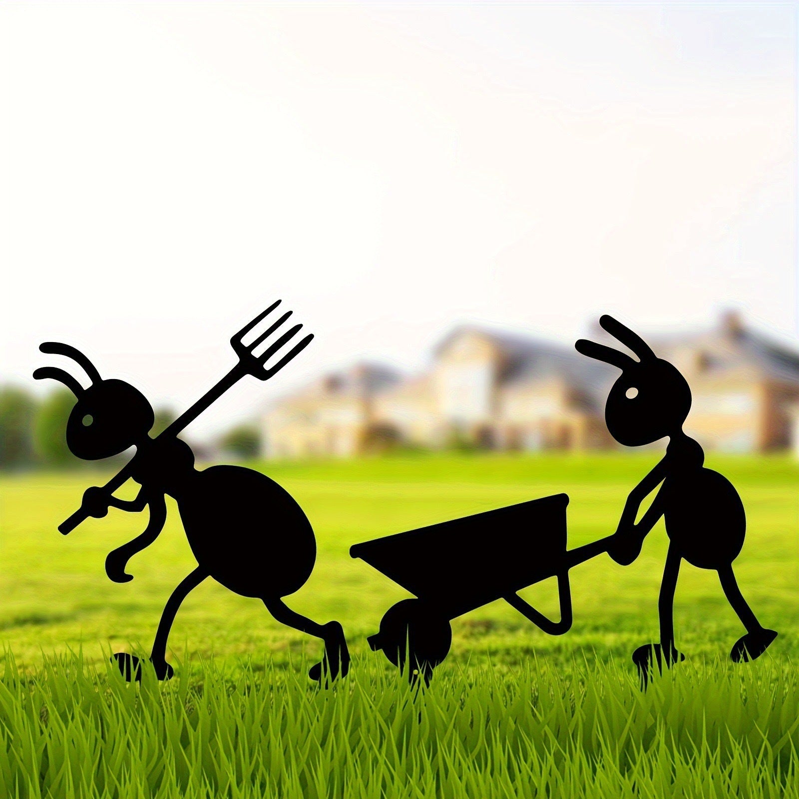 Busy Garden Ants – Rustic Metal Stake Set – Zentolo