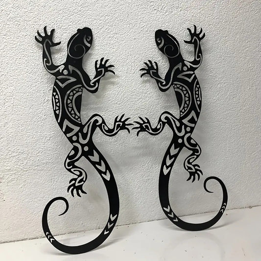 Tribal Metal Gecko Wall Art Set (2-Pack)