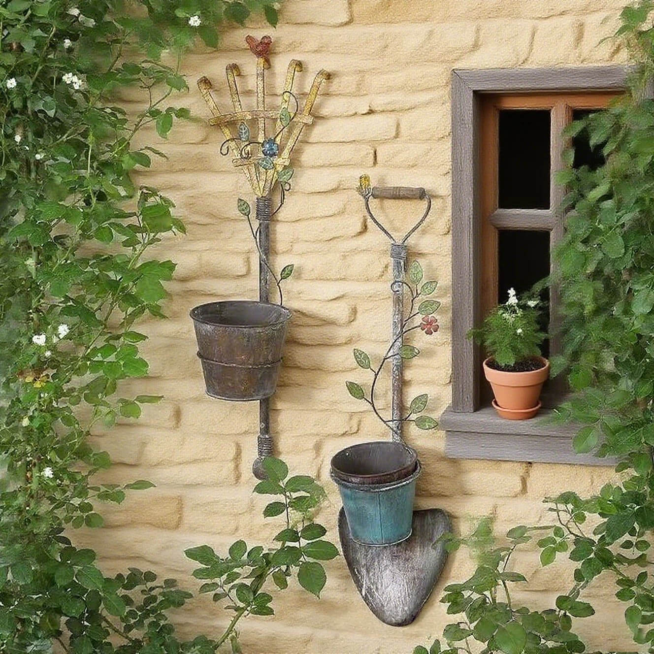 Rustic Metal Shovel Wall Planter